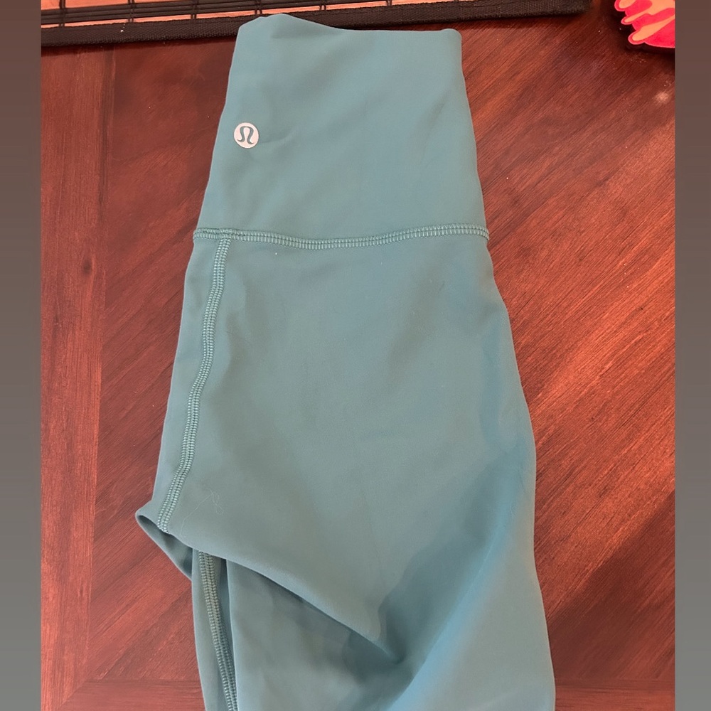 Teal Lagoon Lululemon Wunder Train bike shorts
